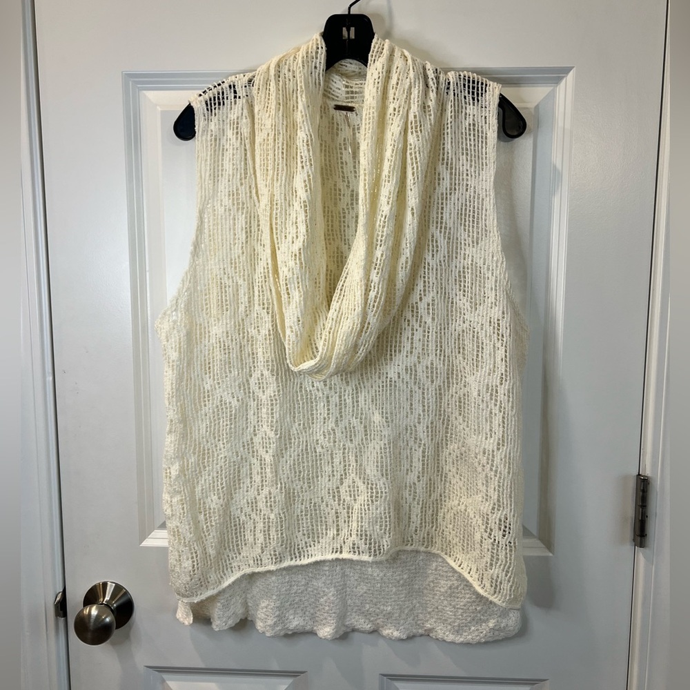 Free People Cream Cowl Knit Tank Top
